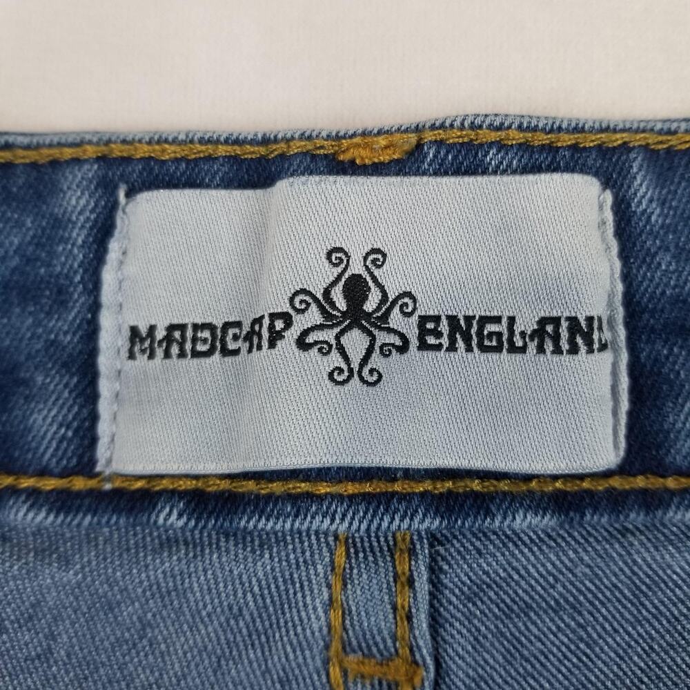 Madcap England Jeans Womens 32 Blue Flare Jeans Chewed Hem Denim - Picture 3 of 10